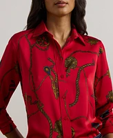 Lauren Ralph Women's Classic-Fit Print Satin Charmeuse Shirt