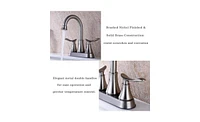 Slickblue 2-Handle 4-Inch Brushed Nickel Bathroom Faucet for Vanity Sinks, Complete with Pop-Up Drain and Supply Hoses