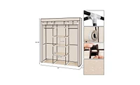 Slickblue 69" Portable Clothes Closet with Non-Woven Fabric and Double Rod for Efficient Storage Organizer