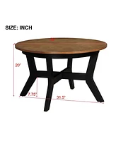 Slickblue 32" Round Wooden Coffee Table for Living Room, Stylish and Functional Centerpiece