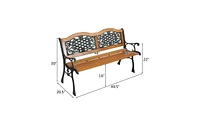 Slickblue 49" Garden Bench with Hardwood Slats and Cast Iron Frame – Elegant Outdoor Patio Furniture