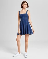 And Now This Women's Cotton Denim Fit & Flare Dress, Exclusively at Macy's