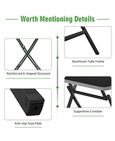 Sugift 27.5" Square Outdoor Patio Dining Table with Aluminum Frame and Tempered Glass top