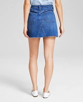 And Now This Women's Cut-Hem Denim Mini Skirt, Exclusively at Macy's