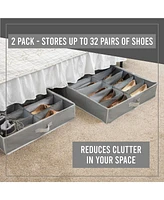 Florida Brands Set of 2 Extra-Large Under Bed Shoe Storage Organizer Fits up to 32 pairs