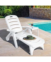 Sugift 5 Position Adjustable Folding Lounger Chaise Chair on Wheels