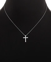 Holiday Lane 2-Pc. Cubic Zirconia Heart Cross Pendant Necklace & Stud Earring Set Sterling Silver, Created for Macy's