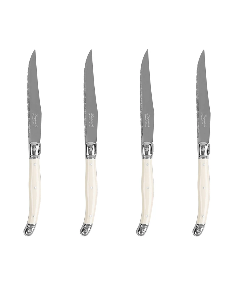 French Home Laguiole Connoisseur 4-Piece Steak Knife Set with Handles