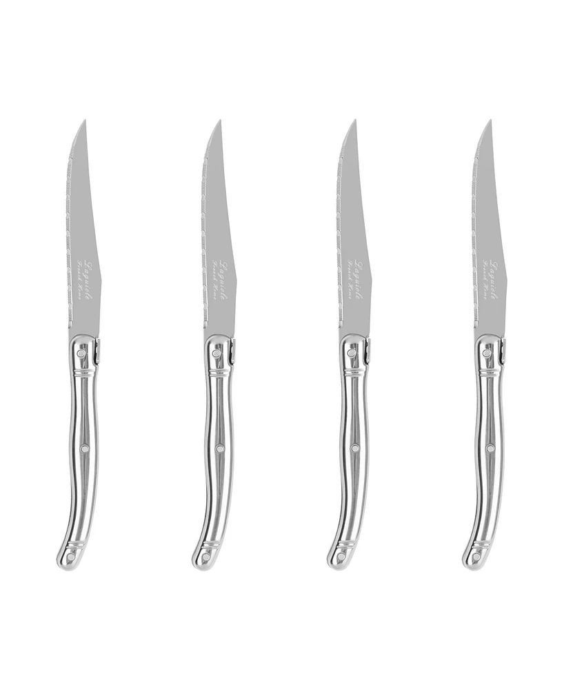 French Home Laguiole Connoisseur 4-Piece Steak Knife Set with Stainless-Steel Handles