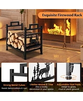 18.5 Inch Metal Firewood Rack Fireplace Log Holder with Dual Handles Solid Base