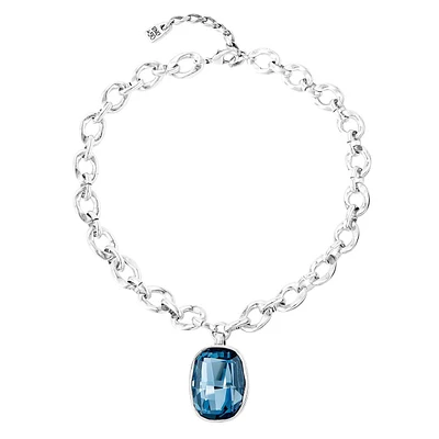 UNOde50 Sterling Silver and Blue Crystal Necklace