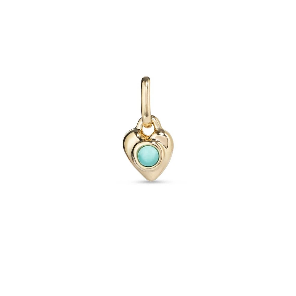 UNOde50 Heart-Shaped Metal Alloy Charm with Turquoise Murano Crystal