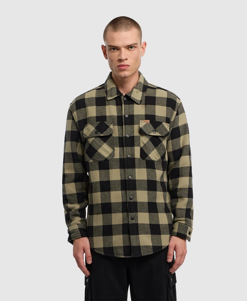 Ecko Unltd Men's Snap Front Sherpa Flannel Shacket