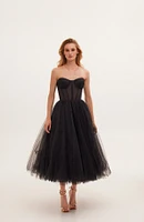 Milla Women's Strapless Puffy Midi Tulle Dress