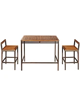 Vebreda 3 Pieces Patio Rattan Wicker Bar Dining Furniture Set