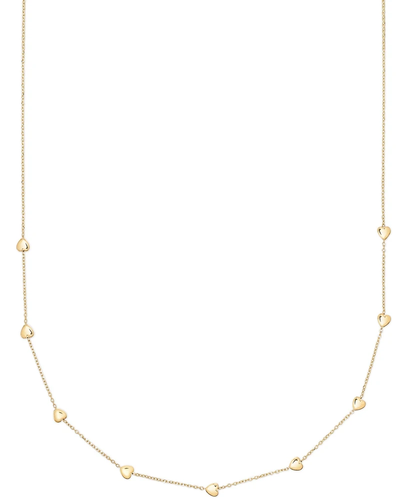 Macy's Polished Puffed Heart 18" Station Necklace in 10k Yellow Gold