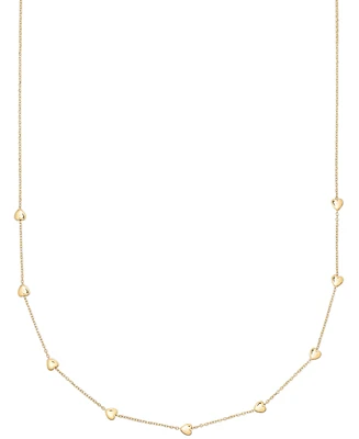 Macy's Polished Puffed Heart 18" Station Necklace in 10k Yellow Gold