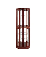 Slickblue 6-Shelf Corner Curio Display Cabinet with Lights and Mirrors