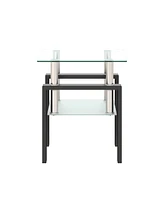 Slickblue Modern Tempered Glass Coffee Table and End Table for Stylish Living Room Decor