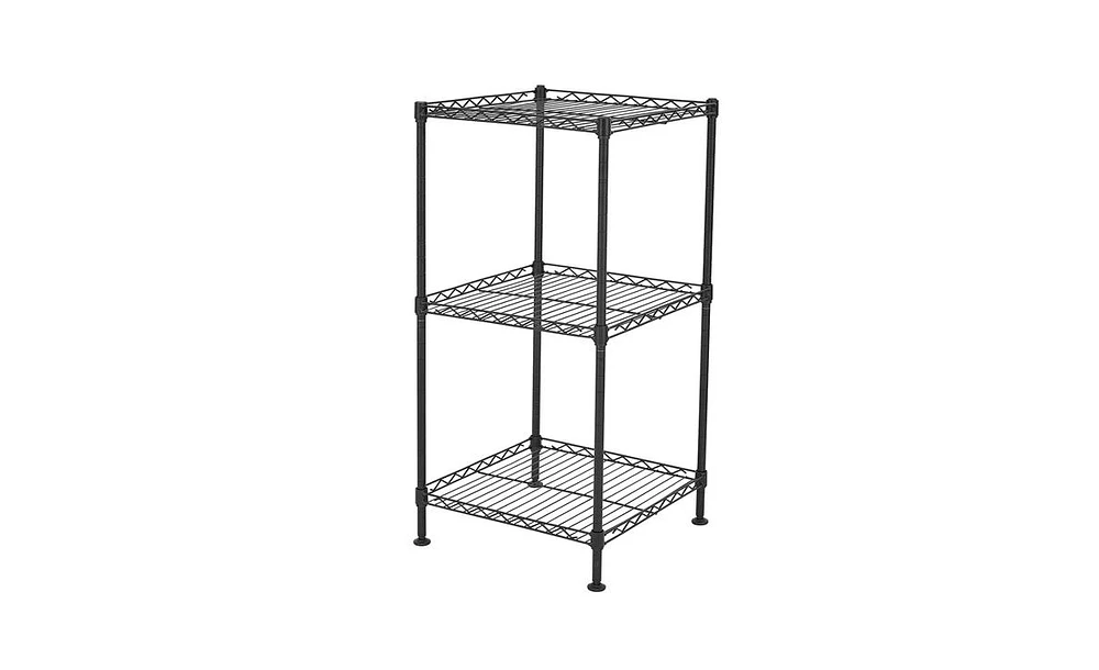 Slickblue Black 3-Tier Wire Shelving Tower for Versatile Storage and Organization