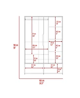 Depot E-Shop Bamboo Armoire, Double Door Cabinets, Five Shelves, Hanging Rod, Two Open Shelves, Light Oak / White