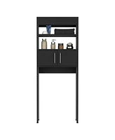 Depot E-Shop Atlas Over The Toilet Cabinet, Two Shelves, Double Door, Black