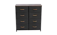 Slickblue 4-Tier Wide Drawer Dresser, Gray Storage Unit with 8 Fabric Drawers, Metal Frame & Wooden Top for Closets