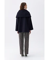 Nocturne Women's Draped Coat with Front Tie Detail