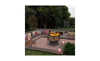 Slickblue 22" Hexagonal Iron Fire Pit, Wood Burning Brazier for Backyard & Poolside Decoration