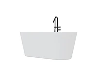 gaomon 59" Freestanding Bathtub, White Acrylic Streamline Stand Alone Soaking Bath Tubs for Adult with Overflow and Drain in Chrome, Perfect for Your