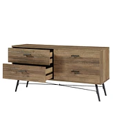 Slickblue 4-Drawer Chest, Rustic Walnut Dresser Tv Stand, Large Storage Unit for Bedroom, Living Room & Hallway