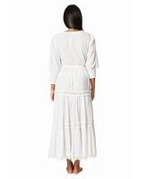 La Moda Clothing Women's Maxi White Wrap Dress