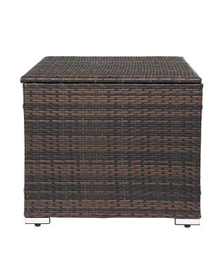 Slickblue Square Brown Gradient Iron Frame Rattan Storage Locker – Stylish & Spacious Organization Solution