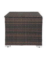 Slickblue Square Brown Gradient Iron Frame Rattan Storage Locker – Stylish & Spacious Organization Solution