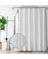 Awesome Home Stripe Shower Curtain with Tassels, Black/White, 72"X72"