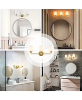 Flynama 22.5 in. W 3-Light White Plus Gold Bathroom Vanity Light with Shade