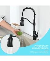 Flynama Pull out Touchless Single Handle Kitchen Faucet with MotionSense In Black