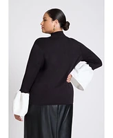 Eloquii Plus Bell Sleeve Sweater With Keyhole