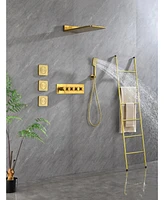 Streamdale Furniture Wall Mounted Waterfall Rain Shower System With 3 Body Sprays & Handheld Shower