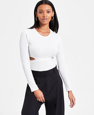 Bar Iii Women's Cutout Long-Sleeve Bodysuit, Exclusively at Macy's