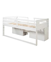 Streamdale Furniture Twin Size Loft Bed With Two Shelves And Two Drawers