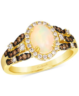 Le Vian Opal (5/8 ct. t.w.) & Diamond (1/2 ct. t.w.) Halo Ring in 14k Yellow Gold