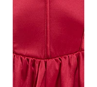 City Studios Juniors' Satin Corset Fit & Flare Dress