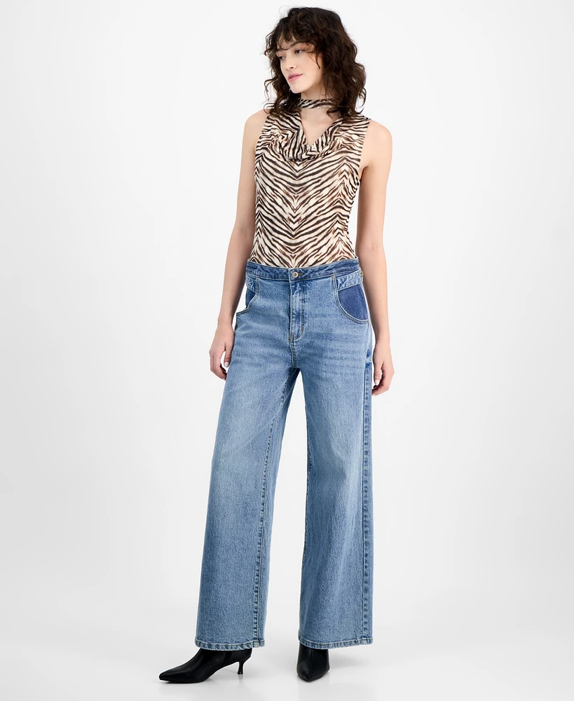 Bar Iii Women's High-Rise Wide-Leg Denim Jeans, Exclusively at Macy's