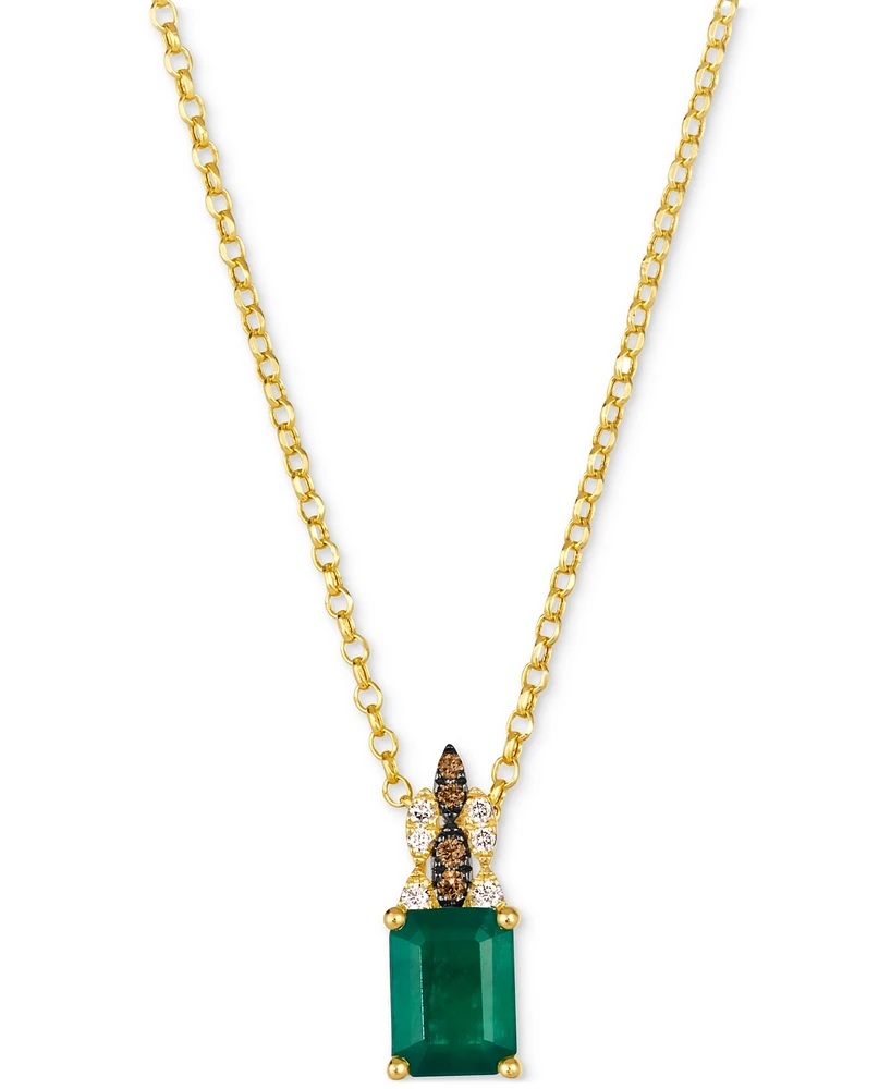 Le Vian New Emerald (1-1/5 ct. t.w.) & Diamond (1/10 ct. t.w.) 19" Pendant Necklace in 14k Yellow Gold