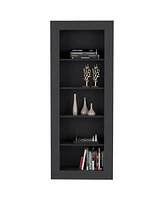 Depot E-Shop Poros Bookcase with Vertical Design and 5 Storage Shelves, Black