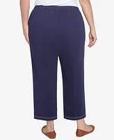 Alfred Dunner Plus Size Block Island French Terry Daisy Ankle Pants