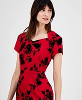 Connected Women's Queen Anne Floral-Print Dress