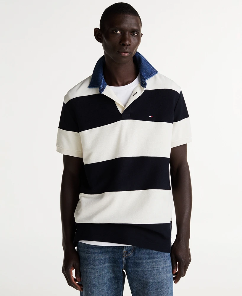 Tommy Hilfiger Men's Relaxed-Fit Stripe Rugby Polo