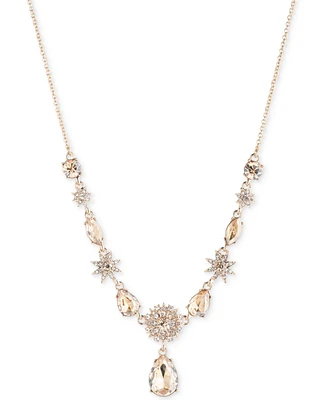 Marchesa Gold-Tone Stone & Crystal Starburst Cluster Drop Pendant Necklace, 16" + 3" extender